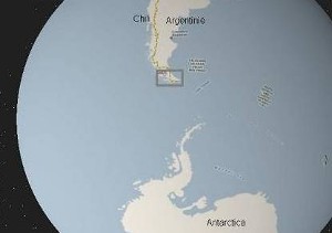 Ligging Antarctica t.o.v. Ushuaia